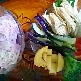 チキン野菜サラダ&素麺ランチ